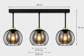 Lustră aplicată SOLO BLACK 3xE27/60W/230V neagră/aurie