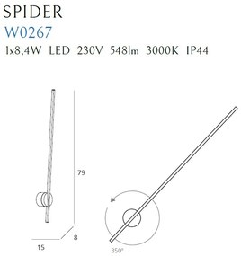 Aplica LED ambientala design modern minimalist SPIDER negru W0267 MX