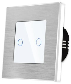 Intrerupator Dublu cu Touch din Sticla si Rama de Aluminiu LUXION, protocol ZigBee