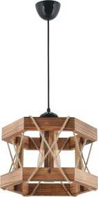 Lustra HEXAGONAL, stejar/negru, lemn/metal, 29x64 cm