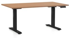 Výškově nastavitelný stůl OfficeTech C, 140 x 80 cm, černá podnož, buk