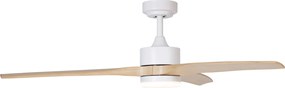 Ventilator inteligent de tavan alb cu imprimeu de lemn 132cm incl. LED Dimmable cu telecomandă - Joly