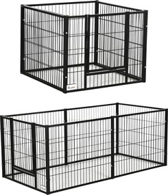 PawHut Tarc de Joacă pentru Animale, 6 Panouri din Oțel, Lungime Ajustabilă 82,5-150x61cm, Ideal pentru Interior/Exterior, Negru | Aosom Romania