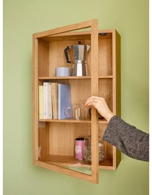 Vitrină în culoare naturală cu aspect de lemn de stejar suspendată 50x80 cm Panorama – Hübsch