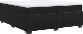 vidaXL Pat box spring cu saltea, negru, 200x200 cm, catifea