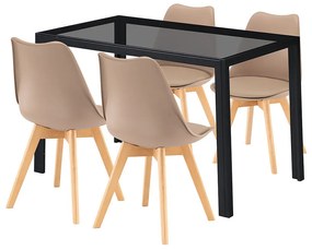 Treva 4+1 set de sufragerie negru-bej