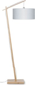 Lampadar cu cadru din bambus si abajur din tesatura in, Andes natur/ gri deschis ANDES/F/4723/LG