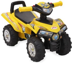 Masinuta cu Functie de Trotineta Fara Pedale Pentru Copii NOVOKIDS™ ATV Rider, Maxim 27 Kg, Cu Melodii, Sezut comfortabil, Galben