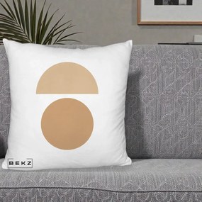 Perna Decorativa Geometric Minimalist Auriu, 40x40 cm, Alb Pufos, Husa Detasabila, Perna Inclusa, BEKZ®
