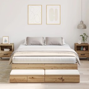 vidaXL Cadru de pat cu depozitare Artisan Oak 135x190 cm