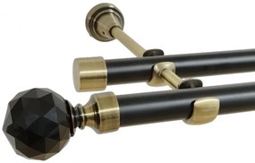 Galerie dubla fara inele duo KULA CRYSTAL NEGRU 19/19 mm negru aur antic (Alege marime: 160 cm)