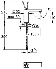 Baterie lavoar Grohe Eurocube Joy, marimea M, furtune flexibile, crom-23658000