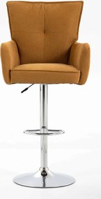 HR250W Scaun Catifea Reiată Premium Ruloare Curry Galben Bază Cromata