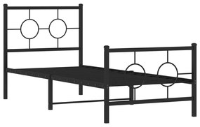 376235 vidaXL Cadru pat metalic cu tăblii de cap/picioare, negru, 80x200 cm