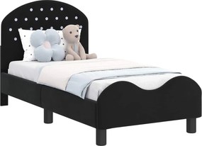vidaXL Cadru de pat pentru copii cu spătar Negru 70 x 140 cm Catifea