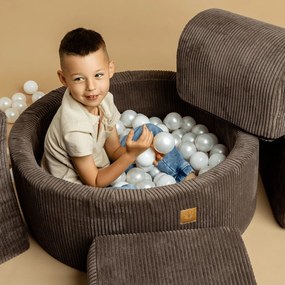 Piscină cu bile crem din catifea reiată ø 90x30 cm Montessori – Meowbaby