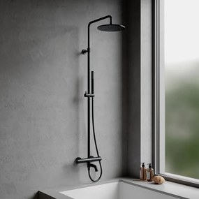 Coloana de dus cu baterie termostatata Omnires Y finisaj negru semimat