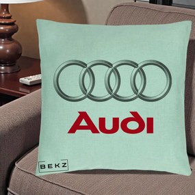 Perna Personalizata cu emblema Audi, 40x40 cm, Verde Menta, Husa Detasabila, Perna Inclusa, BEKZ®