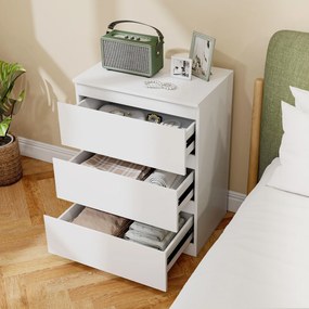 HOMCOM Comodă cu 3 sertare, pentru living, dormitor, hol, PAL, Alb | Aosom Romania