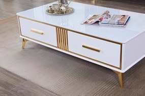 Masuta de cafea Laval alb/gold - H41 cm