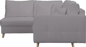 Colțar gri închis cu tapițerie din stofă bouclé (cu colț pe partea stângă ) Ariella – Ropez