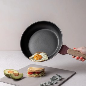 Set oale si tigai 15 piese Leonardo Nordic Berlinger Haus BH 8306, antiaderente, manere cu insertie lemn, visiniu mat
