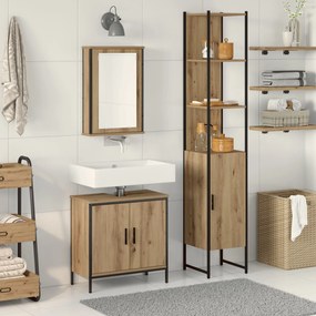 vidaXL Set de mobilier pentru baie 3 piese din lemn ingineresc stejar artisan