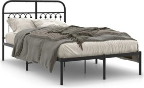 vidaXL Cadru de pat metalic cu tăblie, negru, 120x200 cm