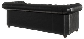 Canapea neagră extensibilă cu tapițerie din imitație de piele 203 cm York – Ropez