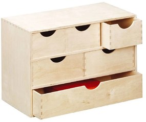 Recipient pentru mărunțișuri, 6 sertare, din lemn, ZELLER