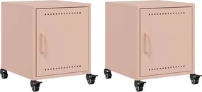 vidaXL Noptiere, 2 buc., roz, 36x39x43,5 cm, oțel