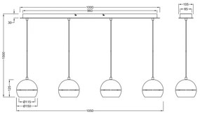 Lustră pe cablu FLETCHER 4xE14/40W/230V alamă Trio