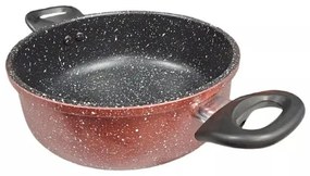 Cratita cu capac din sticla Rosberg R51318G22, 22x8,5 cm, 2.8 L, Finisaj marmura, Inductie, Bordeaux melange