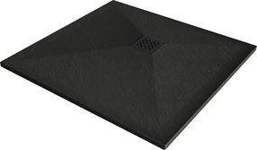 Mexen Stone+ tăviță de duș din compozit pătrată 80 x 80 cm, neagră, cu mască neagră - 44708080-B