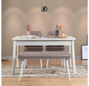 Set mobilier sufragerie Bimuvo 4 (alb + gri) (pentru 4 persoane). 1095045