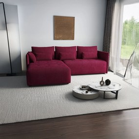 Colțar extensibil dumonde cu ladă de depozitare si sezut confortabil din spuma high-density, Malta Zoom Red 235x185 cm