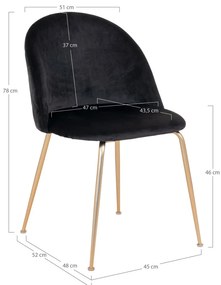 Scaun de dining Geneve negru-brass