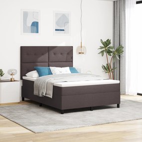 vidaXL Pat cu arcuri , cu saltea și LED, în maro închis - 140 x 190 cm, cadru din țesătură