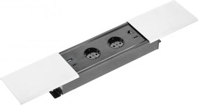 Priza incorporabila in blat Prestino GTV, 2 prize Schuko, USB A + C, HDMI, RJ45, alb, 310 x 100 mm Aluminiu  plastic, Alb, L:310 mm; l:100 mm; H:58