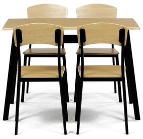 Set de masă Industrial cu 4 scaune, 110 x 70 x 76cm, maro