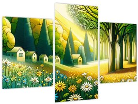 Tablou - Sat în galben-verde (90x60 cm)