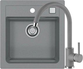 Set chiuveta bucatarie compozit Alveus Atrox 20 gri 47x50 cm si baterie Kati