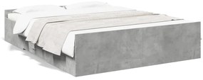 3280289 vidaXL Cadru de pat cu sertare, gri beton, 150x200 cm, lemn prelucrat