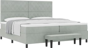 vidaXL Pat cu arcuri cu saltea Gri deschis 200 x 200 cm Catifea