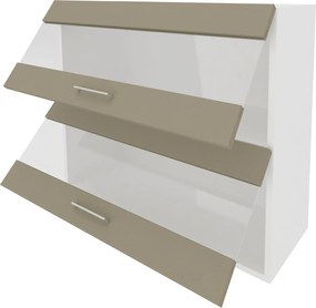 Corp Superior Lecce, 2 Usi, cu sticla, Taupe/Alb, 80 x 30 x 65 cm