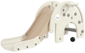 AIYAPLAY Tobogan pentru Copii 3 în 1, Tobogan din Plastic cu Coș și Design de Elefant, 163x57x75 cm, Alb Crem | Aosom Romania