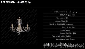 Candelabru 3 brate cristal Bohemia L11 006/03/1-A