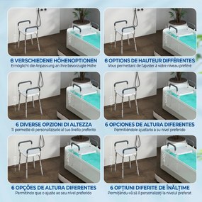HOMCOM Scaun Reglabil de Duș cu Mânere, Multicolor | Aosom Romania