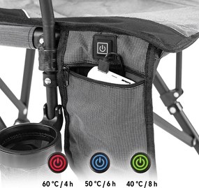 Leziter Premium fotoliu încălzit cu suport pentru pahare gri