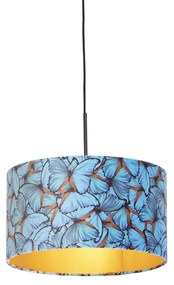 Lampă suspendată cu abajur din catifea fluturi cu auriu 35 cm - Combi